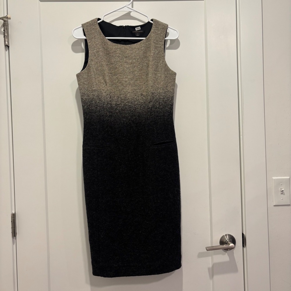 Classiques Entier Atelier Ombre Wool Blend Sleeveless Sheath Dress Tan Black 6